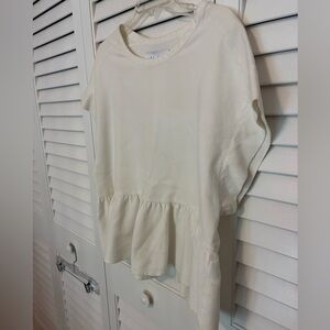 IRO Off White Short Sleeve Peplum Top